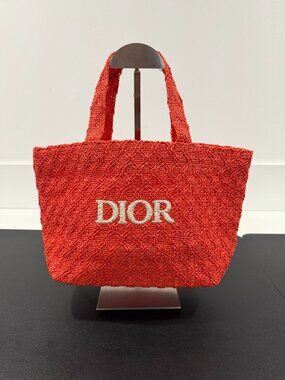 Dior Raffia Small Orange/White Tote (JB1425)